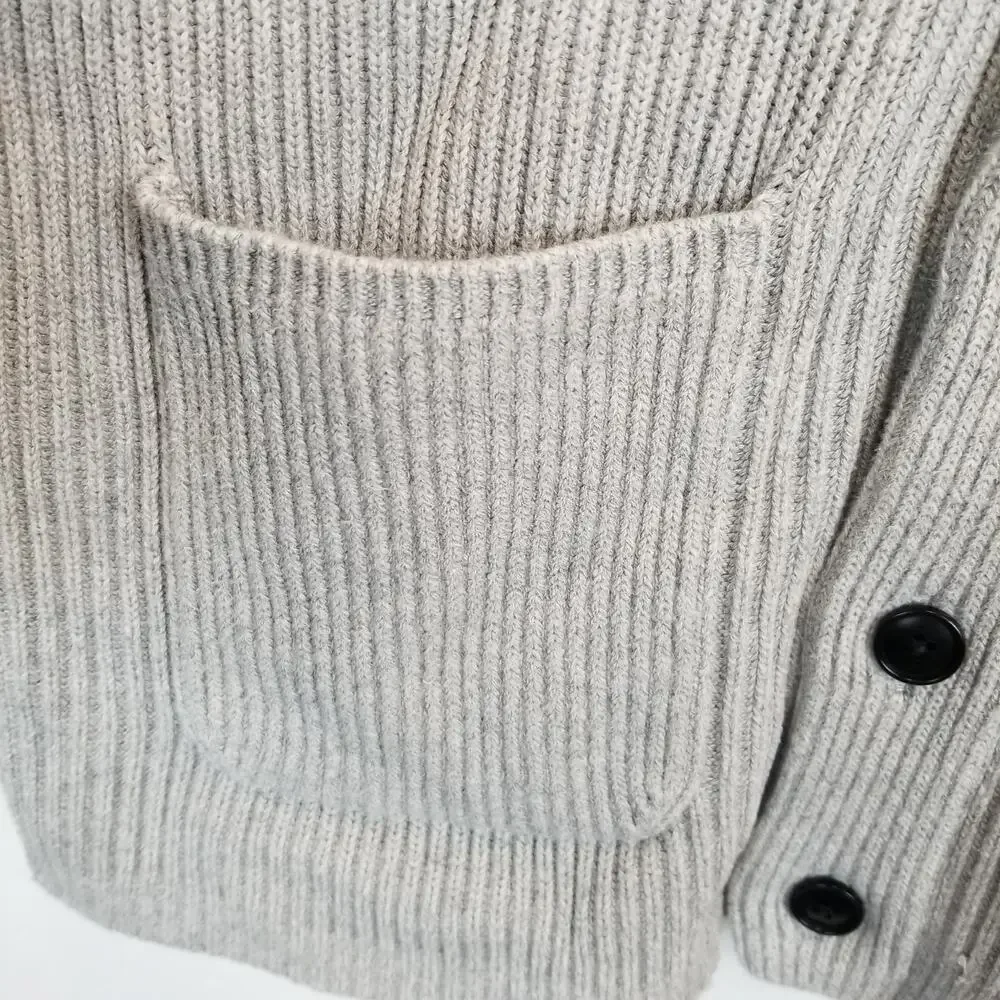 Banana Republic Men's 100% Organic Cotton Grandpa Shawl Cardigan Gray Size Large